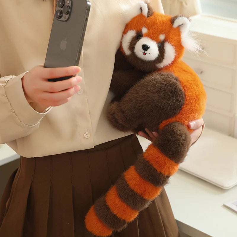 Long Tail Cute Raccoon Soft Toy Huggable Baby Red Panda Plush Doll Sleeping Raccoon Plushie Birthday Gift For Girlfriend Kids