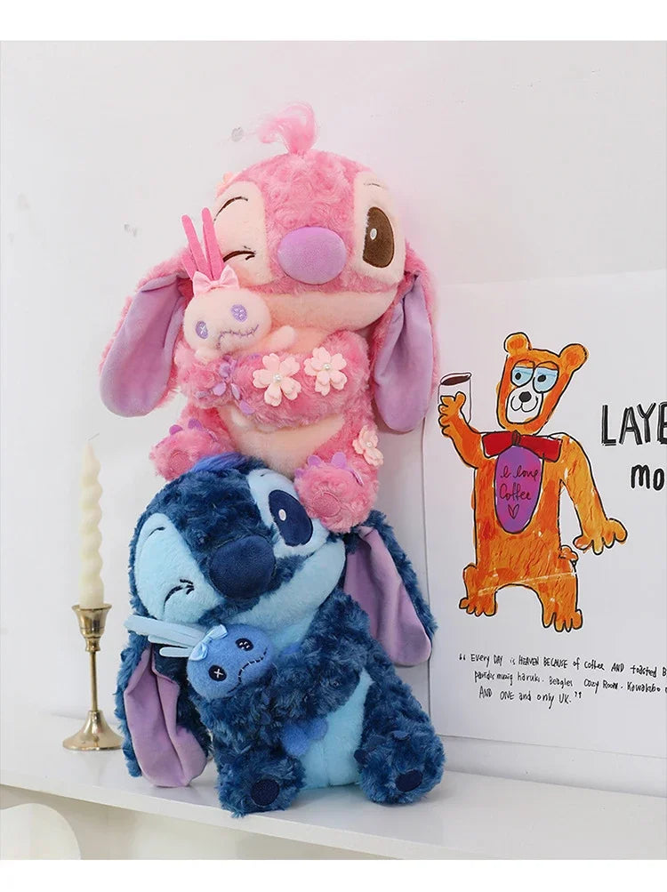 30/85cm Lilo and Stitch Disney Plush Toys Pink Kawaii Scrump Anime Cartoon Plushie Sakura Stich Dolls Soft Stuffed Gift for Kids