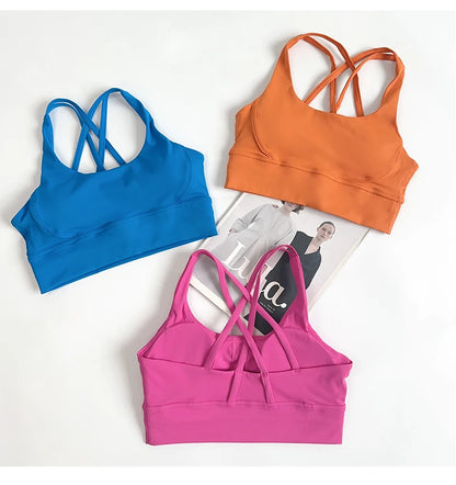 2 Pieces Yoga Set Women Gym Set Workout Clothes Sports Suits High Waist Leggings Cross Straps Fitness Bra Top Running Tracksuit