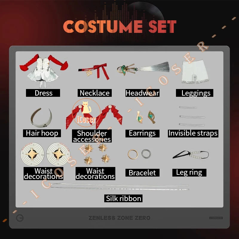 Astra Yao Cosplay Costume Wig Dress Zenless Zone Zero Uniform Headwear Earrings Stars of Lyra Halloween Party Women Girls Props