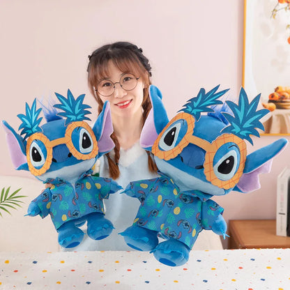 Disney Kawaii Plush Toy Stitch with Sunglasses Cute Pineapple Doll for Kids Birthday Xmas Gift Stuffy Animal Plushie Soft Toy
