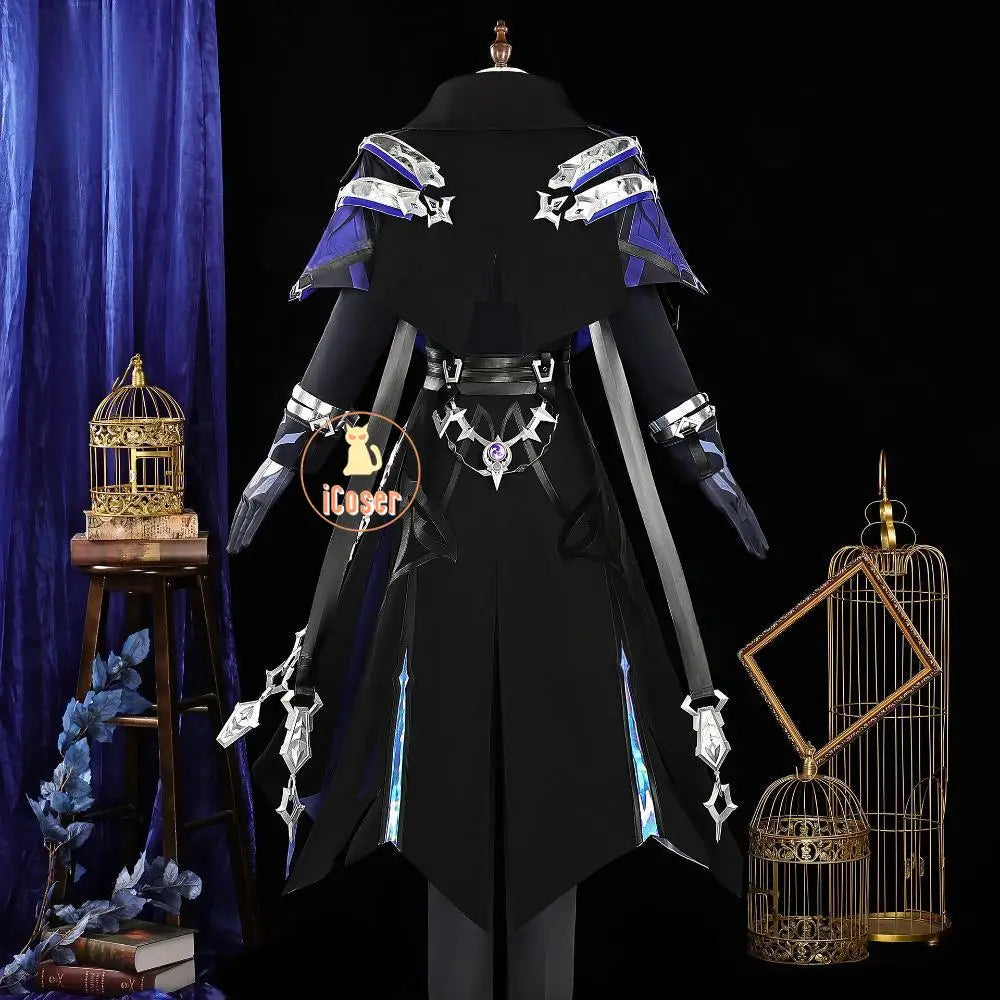 Genshin Impact Kyryll Chudomirovich Flins Cosplay Costume Wig Uniform Cloak Outfit Halloween Party for Women Men Props Carnival