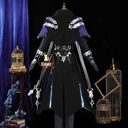 Genshin Impact Kyryll Chudomirovich Flins Cosplay Costume Wig Uniform Cloak Outfit Halloween Party for Women Men Props Carnival