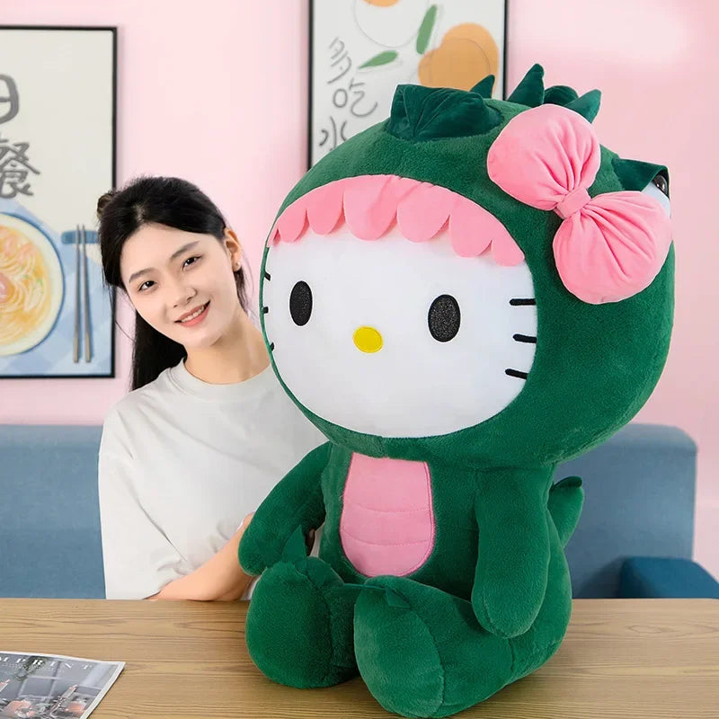35cm Aoger Hello Kitty Cos Dinosaur Kawaii Cartoon Plush Doll Toys Soft Throw Pillow Back Cushion Girls Birthday Toyd Gifts