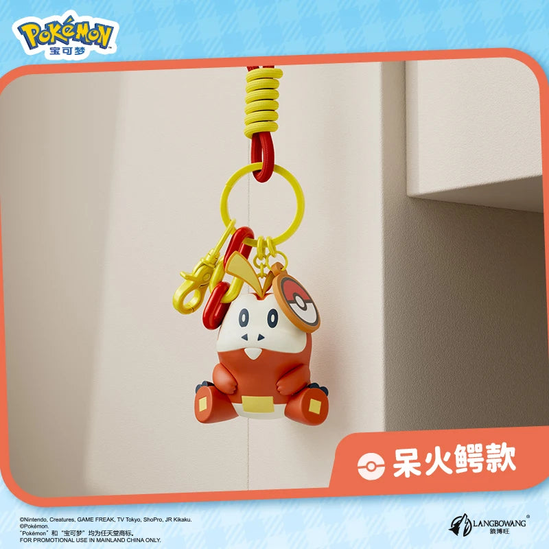 Genuine Pokemon Keychain Pikachu Gengar Sylveon Sprigatito Quaxly Fuecoco Anime Action Figure Toy Keyring Fragrance Pendant Gift