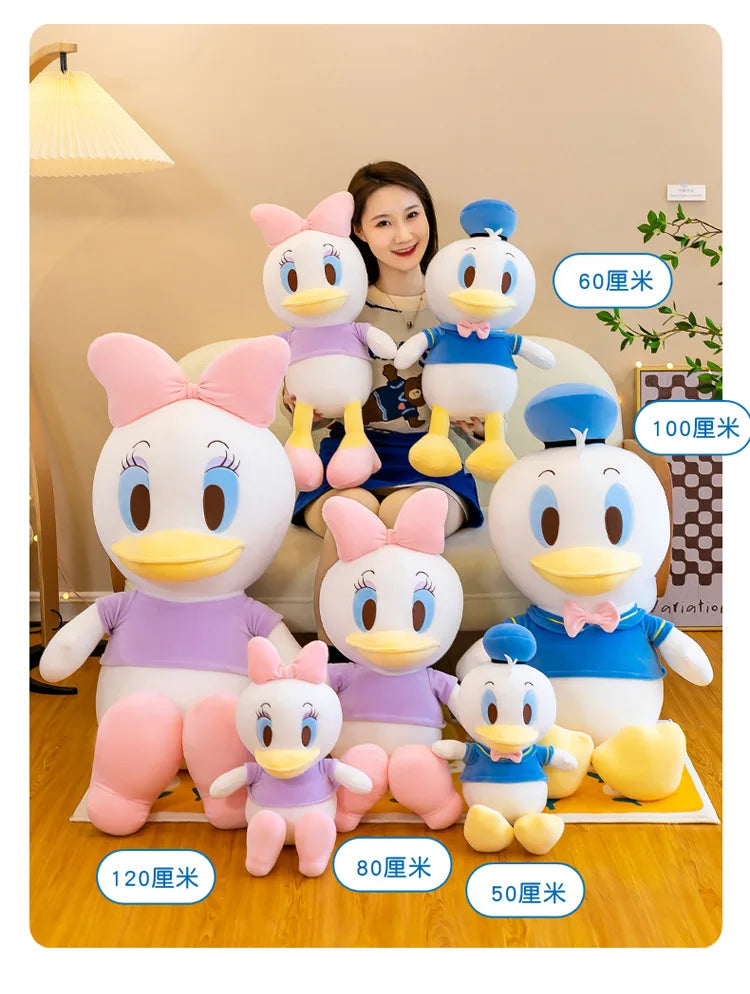 Disney Donald Duck Daisy Giant Plush Dolls Hot Toys Kawaii Soft Pillow Stuffed Animal Couple Dolls Birthday Xmas Gifts for Kids
