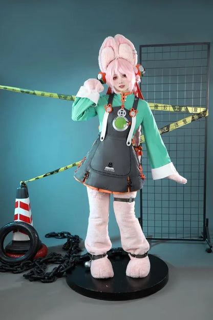 Zenless Zone Zero Zhao Cosplay Costume Dress Uniform Headwear Tail Earrings Rabbit Ear Halloween Party for Women Girls Role Play