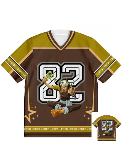 82 Jersey One Piece Usopp Anime Y2k Korean Style Kpop Baseball Hockey T-shirt Fashion Streetwear Anime Daily Unisex Tops Tees