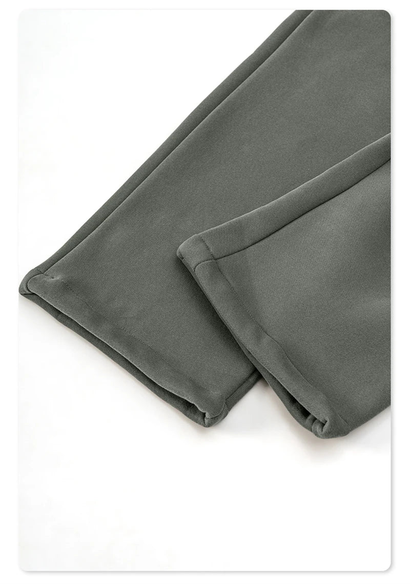 ZODF New Men's Winter Solid 345sm Fleece Straight Pants Unisex Loose Comfortable Sport Zipper Pockets Trousers HY0868