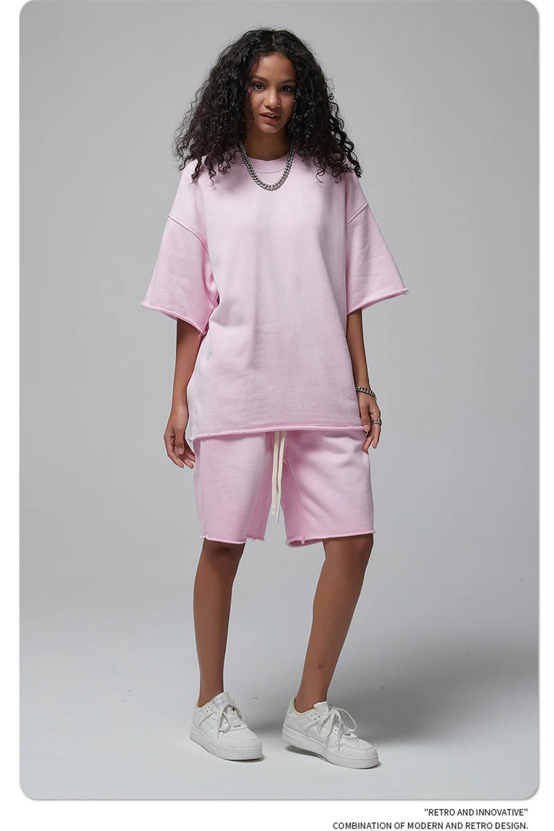 ZODF Spring Summer Men Washed Spray Dyeing T Shirts Unisex Heavy Weight Plush Distressed 360gsm T-Shirt Brand Tops HY0780