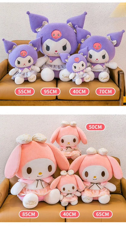 New White Gold Series Kuromi Plush Toy My Melody Sleeping Pillow Cute Stuffed Animal for Kids Birthday Christmas Gift for Girls