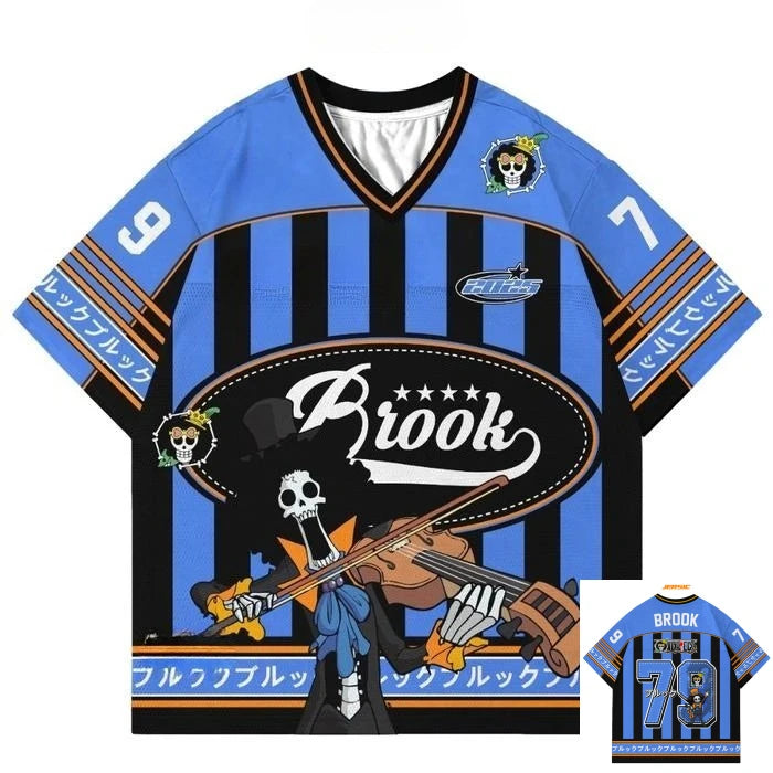 79 Jersey One Piece Brook Anime Y2k Korean Style Kpop Baseball Hockey T-shirt Fashion Streetwear Anime Daily Unisex Tops Tees