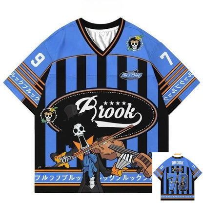 79 Jersey One Piece Brook Anime Y2k Korean Style Kpop Baseball Hockey T-shirt Fashion Streetwear Anime Daily Unisex Tops Tees
