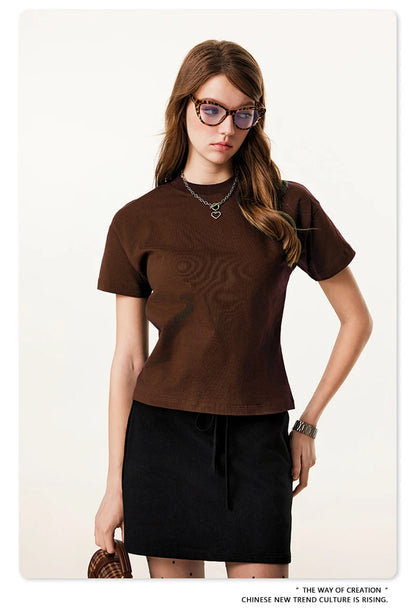 ZODF Women 2025 Summer 255gsm Cotton T-Shirts Hotsweet Girls Casual Solid Comfortable Sport T Shirt Brand Tops HY0978