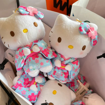 Japanese Kimono Cherry Blossom Hello Kitty Plush Doll Trendy Toy Backpack Decoration Accessories Keychain Girl Surprise Gift