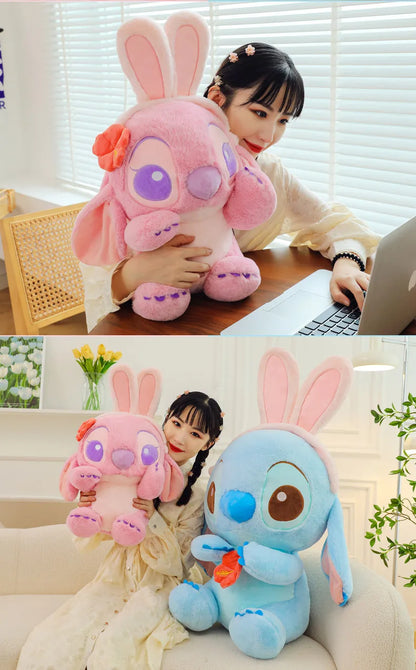 40/56/76cm Big Size Disney Stitch Angel Transformed Into A Rabbit Anime Plush Stuffed Doll Room Plushies Pillow Ornaments Gifts