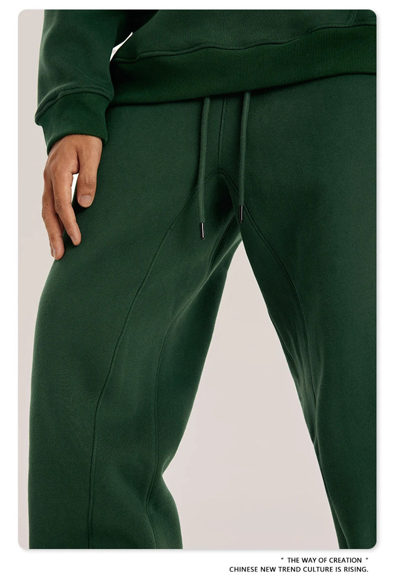 ZODF Unisex 345gsm Fleece Sweatpants Loose Fit Retro Hip Hop Winter Joggers HY0005