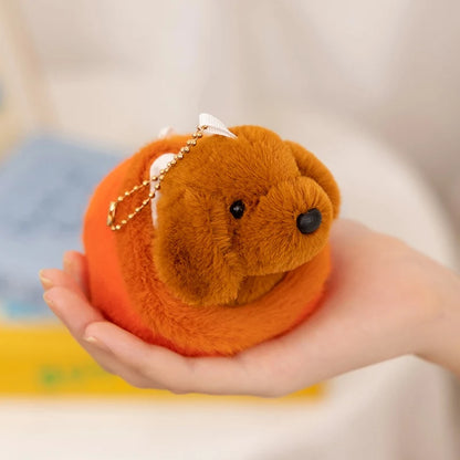 10cm Mini Cute Dog Plushies 2 in 1 Kawaii Soft Bag Pendant Love Dog in Doghouse Plush Toy Corgi Schnauzer Stuffed Doll Girl Gift