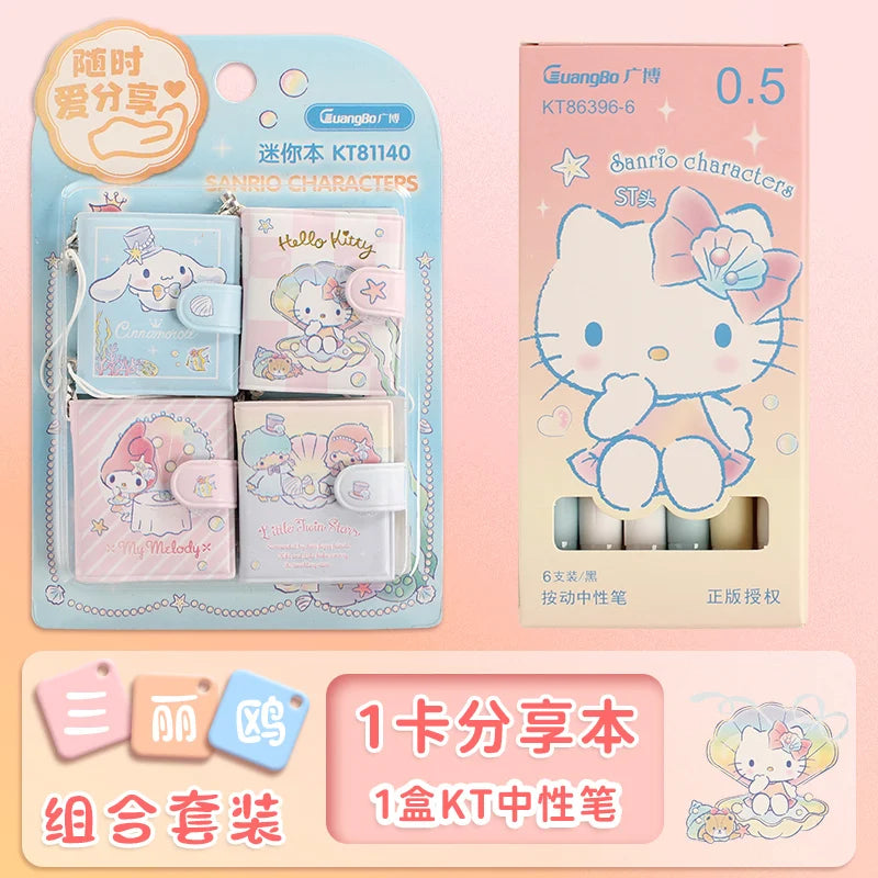 Sanrio Cartoon Mini Notepad Kawaii My Melody Kuromi Cinnamoroll Notebook Portable Pocket Hand Book Stationery Students Supplies