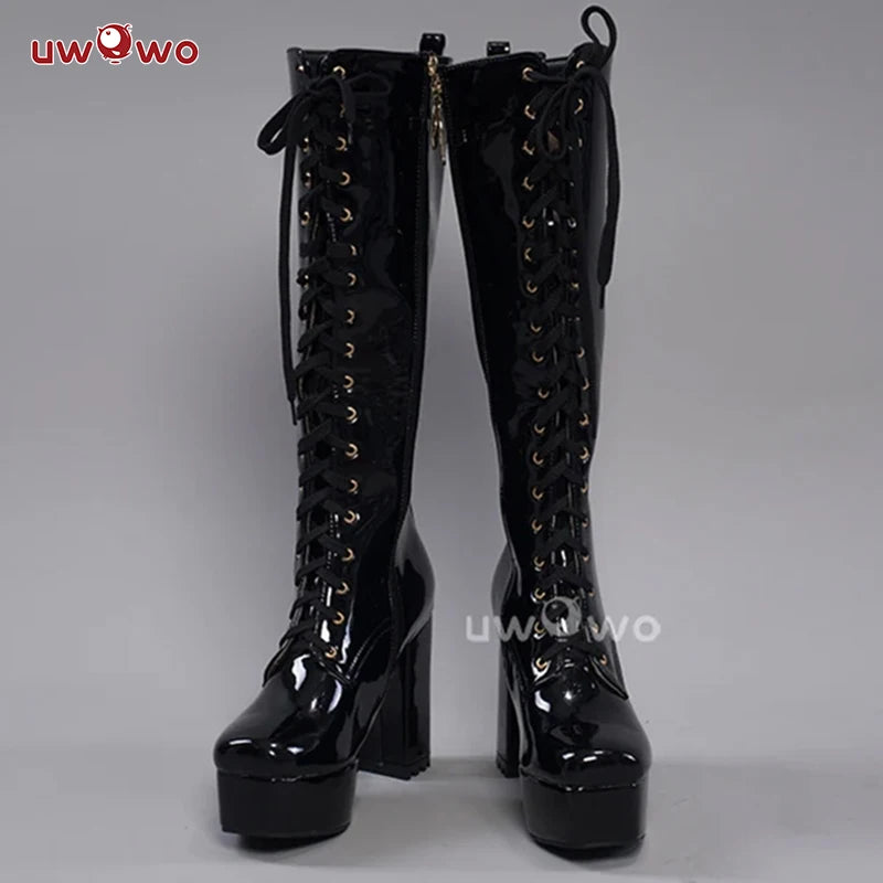 Uwowo Cosplay High Tube Boots Black Blue White Rose Universal Shoes - 41