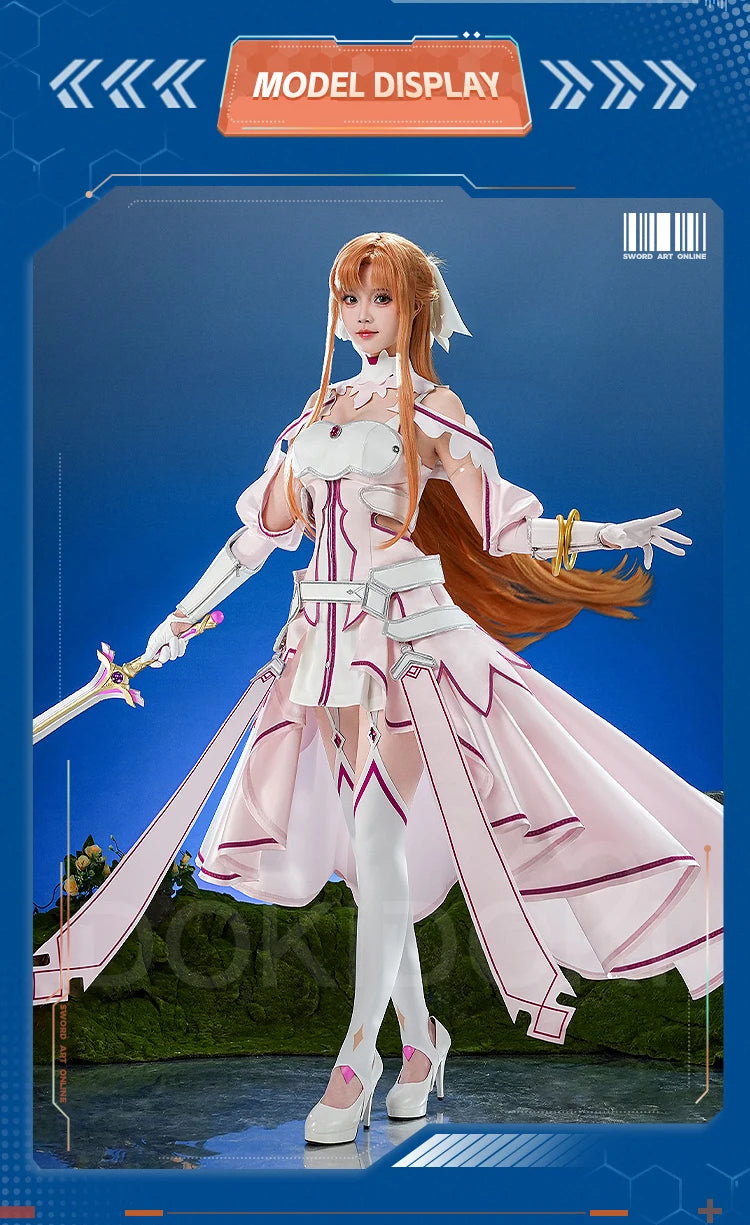IN STOCK Yuuki Asuna Cosplay Costume Anime Sword Art Online Cosplay DokiDoki-SR Female Costume The Goddess of Creation Asuna Wig