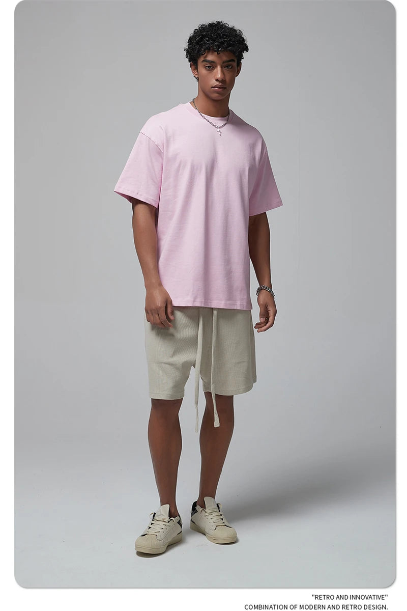 ZODF New Spring Summer Men 305gsm Cotton T Shirts Unisex Heavy Weight Oversized FG Noshrink Basic Solid T-Shirt Tees HY0165