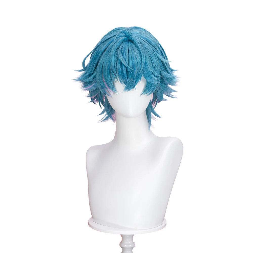 IN STOCK Brant Wig Game Wuthering Waves Cosplay Wig DokiDoki Men 33cm Short Blue Hair Brant Cosplay Heat Resistant Free Wig Cap