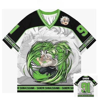 Demon Slayer Sanemi Shinazugawa Anime Series Number 91 Jersey Oversize Kpop Baseball Hockey Outfit Tshirt Daily Unisex Tops Tees