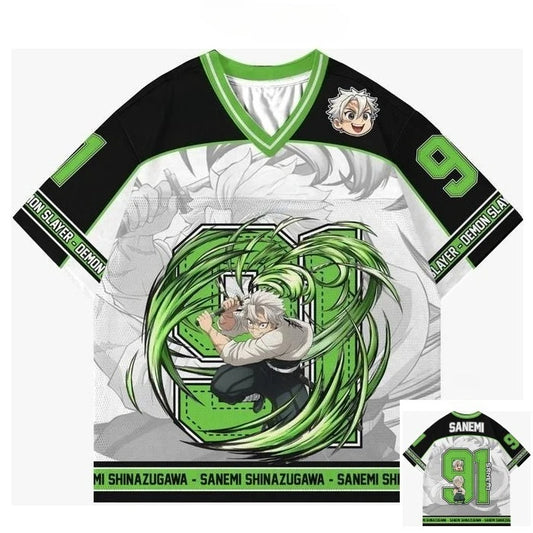 Demon Slayer Sanemi Shinazugawa Anime Series Number 91 Jersey Oversize Kpop Baseball Hockey Outfit Tshirt Daily Unisex Tops Tees