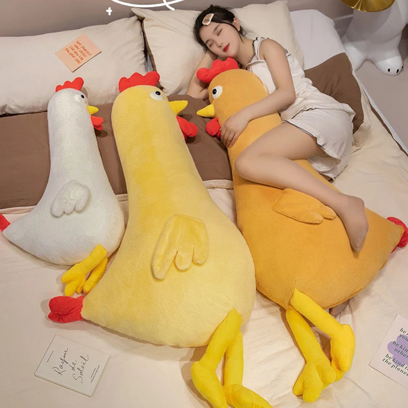 60-140cm Large Stuffed Animal Plush Pillow Yellow Chicken Plushies Huge Soft Plush Toy Huggable Chicken Sleep Pillow Cushions