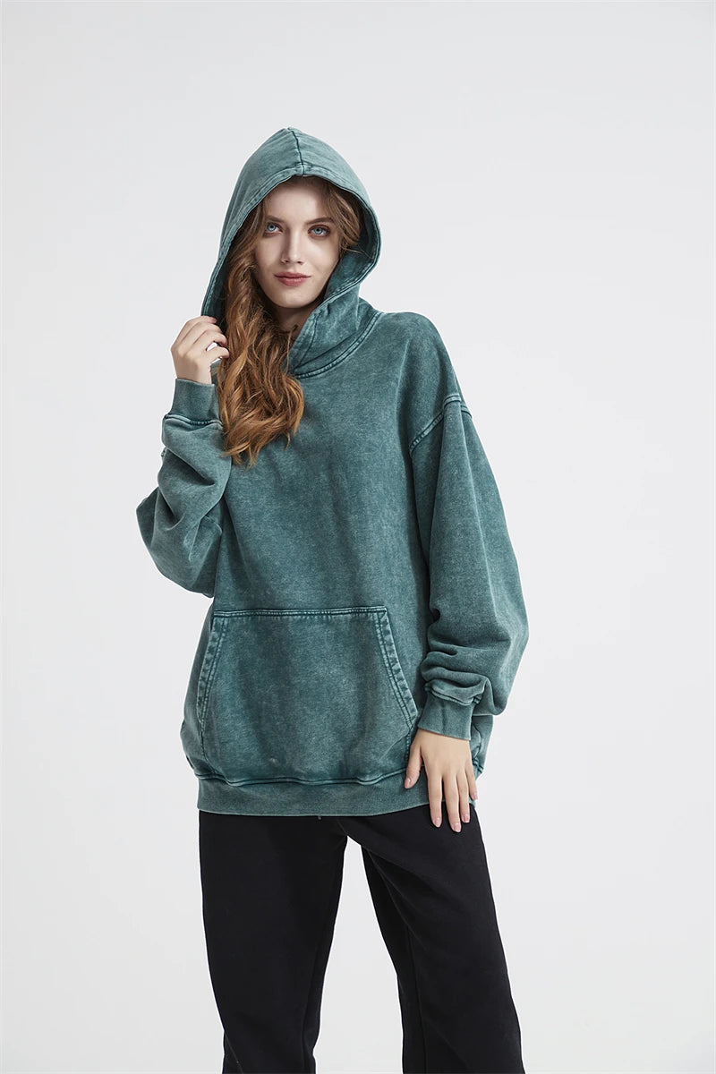 ZODF Autumn Winter Men 420gsm Heavyweight Washed Cotton Hoodie Streetwear Sweatshirt HY0307