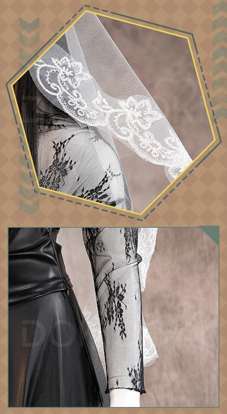 Osaragi Cosplay Custome Anime DokiDoki-R Women Black Long Dress Costume Ms.Osaragi Cosplay Headdress