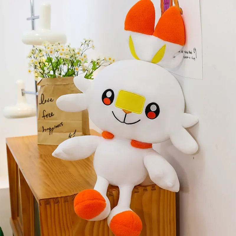 50/90cm Scorbunny Pokemon Large Plush Toys Anime Doll Cute Giant Pokémon Rabbit Cartoon Stuffed Plushie Pillow Gift for Kid Xmas