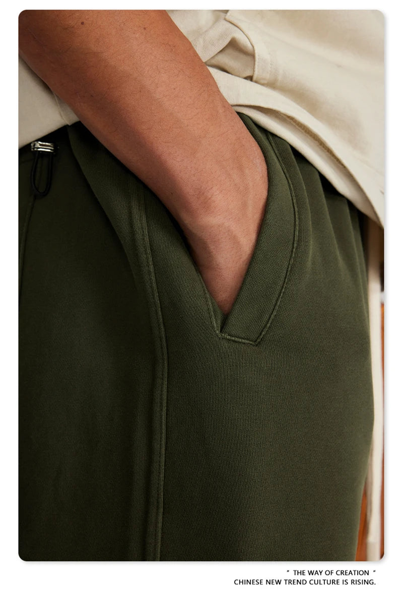 ZODF 2023 Spring Men 380gsm Washed Cotton Pants American Retro Unisex Loose Edge Oversized Straight Trousers Streetwears HY0537