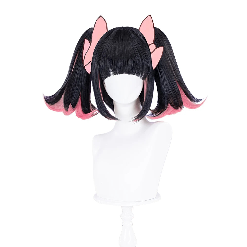 Virtual Idol Cosplay Wig Game Zenless Zone Zero Cosplay DokiDoki Women 40cm Cute Black Pink Short Wig ZZZ Cosplay Free Wig Cap