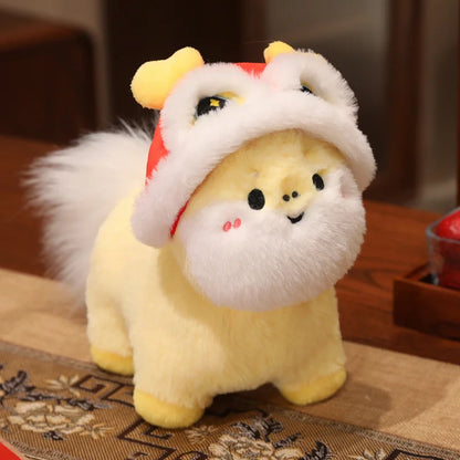 22cm Cartoon Cute Horse Plush Toy Sunflower Lion Dance Decorative Pony Plushies Soft Doll Kawaii Lunar New Year Gift