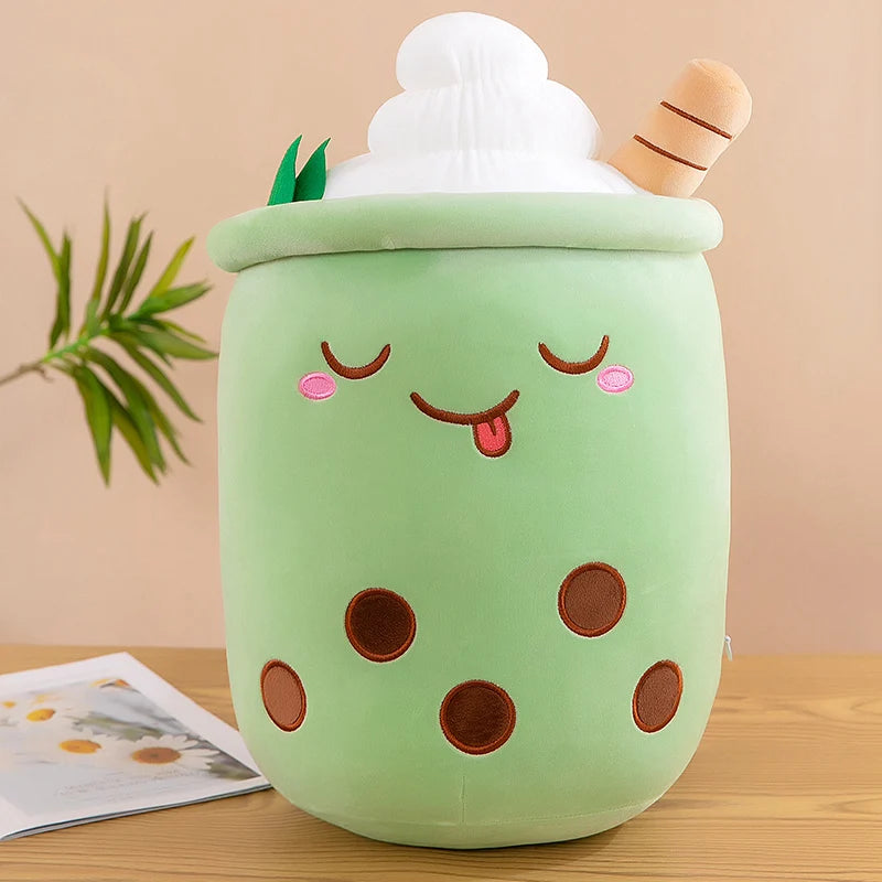 Bubble Tea Boba Plushie Kawaii Room Decor Plush Toy Stuffed Ice Cream Food Milk Tea Soft Hug Cushion Birthday Gift for Kids