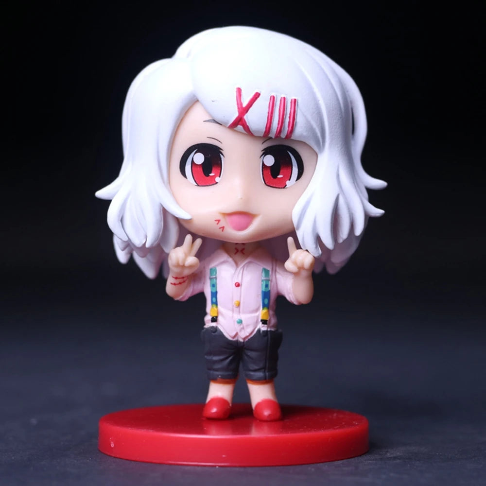 8cm Tokyo Ghoul Touka Kirishima Kaneki Ken Uta Tsukiyama Shu Suit Figure Mini PVC Anime Model Toy Gift Collection