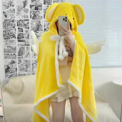 Anime Peripheral Cardcaptorsakura Kerberos Office Nap Blanket Pillow 2-In-1 Cape Cover Blanket Autumn And Winter Thick Blanket