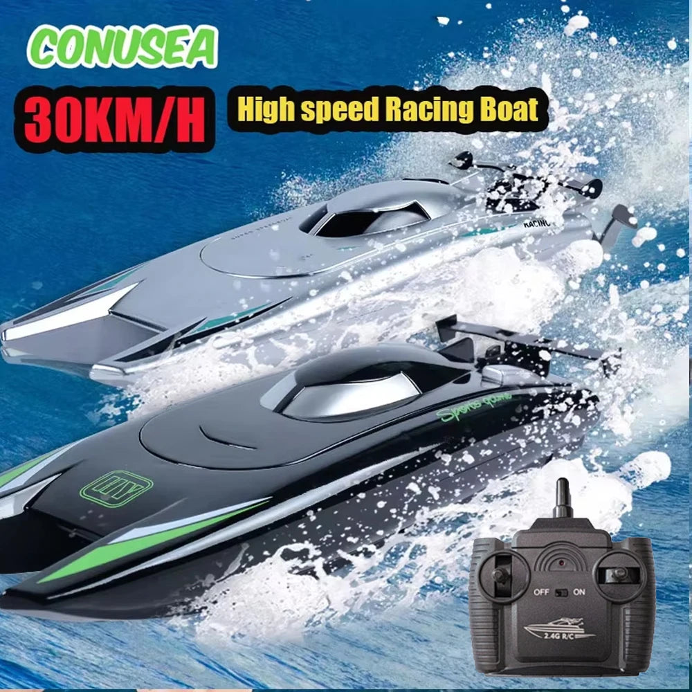 30km/H Racing Boat 2.4G RC High Speed Dual Motor Waterproof Speedboat 20min Runtime Boys Christmas Gift