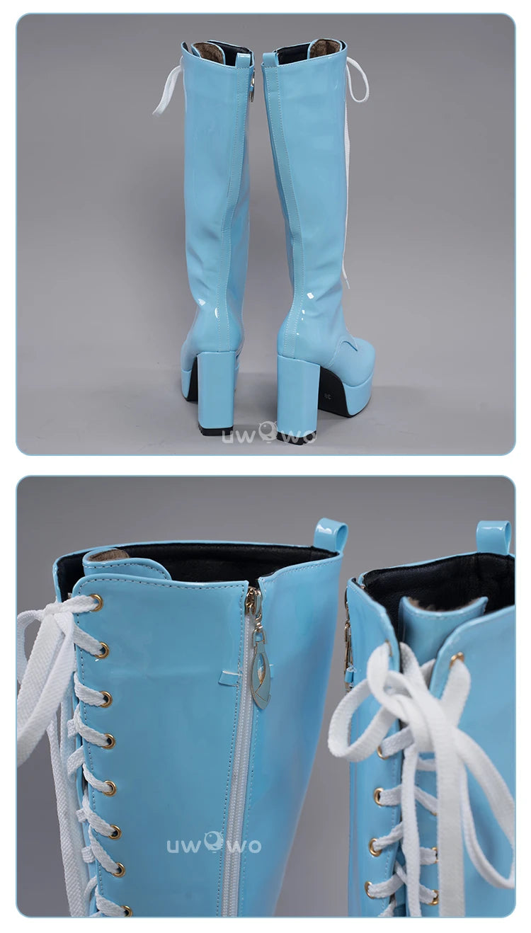 UWOWO Cosplay Shoes Universal Shoes Boots Black Blue White Rose High Tube Boots