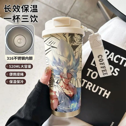 520ml Dragon Ball Thermos Cup Vegeta Water Bottle Son Goku Coffee Mug Large Capacity Drinking Bottle Kids Student Water Cup Gift