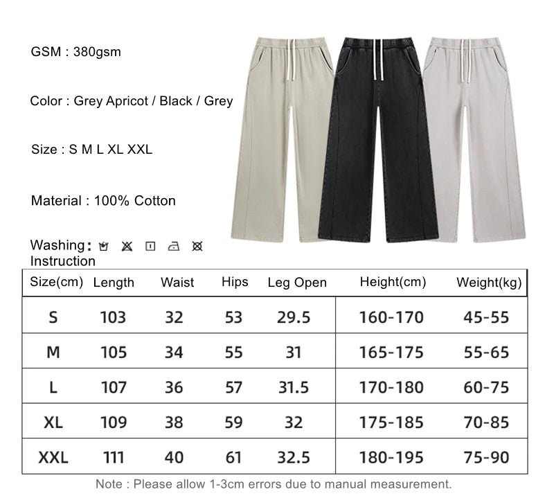 ZODF Retro 2025 Autumn Men 380gsm Washed Cotton Pants Unisex Patchwork Distressed Heavyweight Loose Solid Terry Trousers HY1071