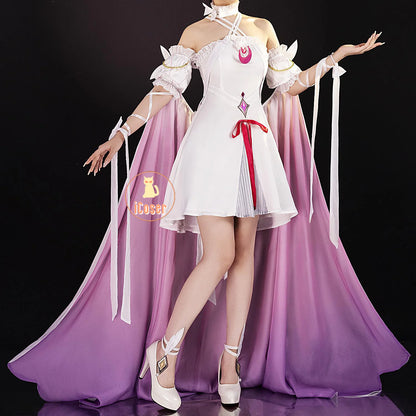 Genshin Impact Columbina FES 2026 Cosplay Costume Wig Dress The Damselette Eleven Fatui Harbingers Halloween Party Women Girls