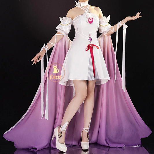 Genshin Impact Columbina FES 2026 Cosplay Costume Wig Dress The Damselette Eleven Fatui Harbingers Halloween Party Women Girls