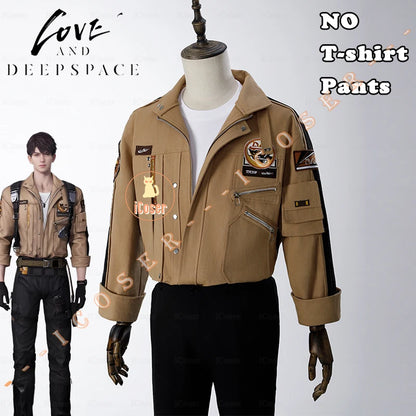Love and Deepspace Caleb Cosplay Costume Wig Brown Flying Jacket Supersonic Uniforms Halloween Party Women Men Carnival Outfit