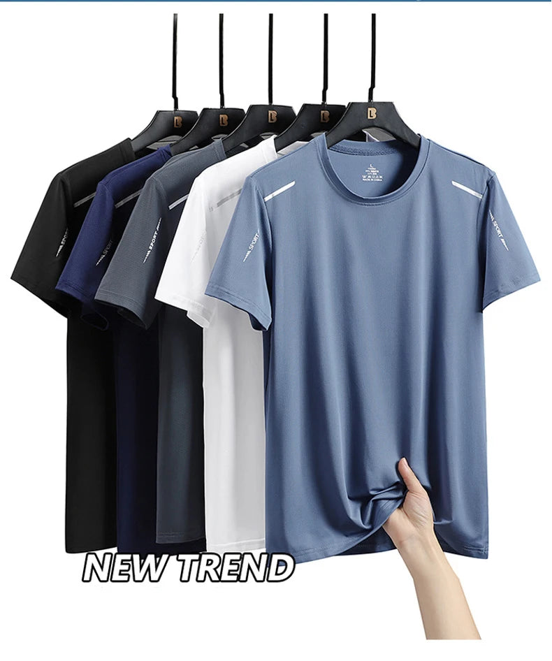 Chrlck Men’s Quick Drying Breathable Running T-Shirt Soft Elastic Outdoor Sports Shirt Summer