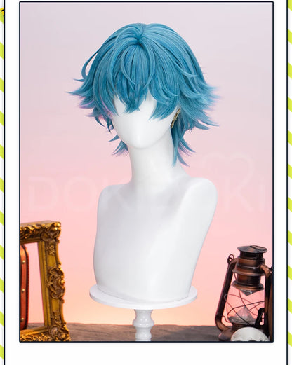 IN STOCK Brant Wig Game Wuthering Waves Cosplay Wig DokiDoki Men 33cm Short Blue Hair Brant Cosplay Heat Resistant Free Wig Cap