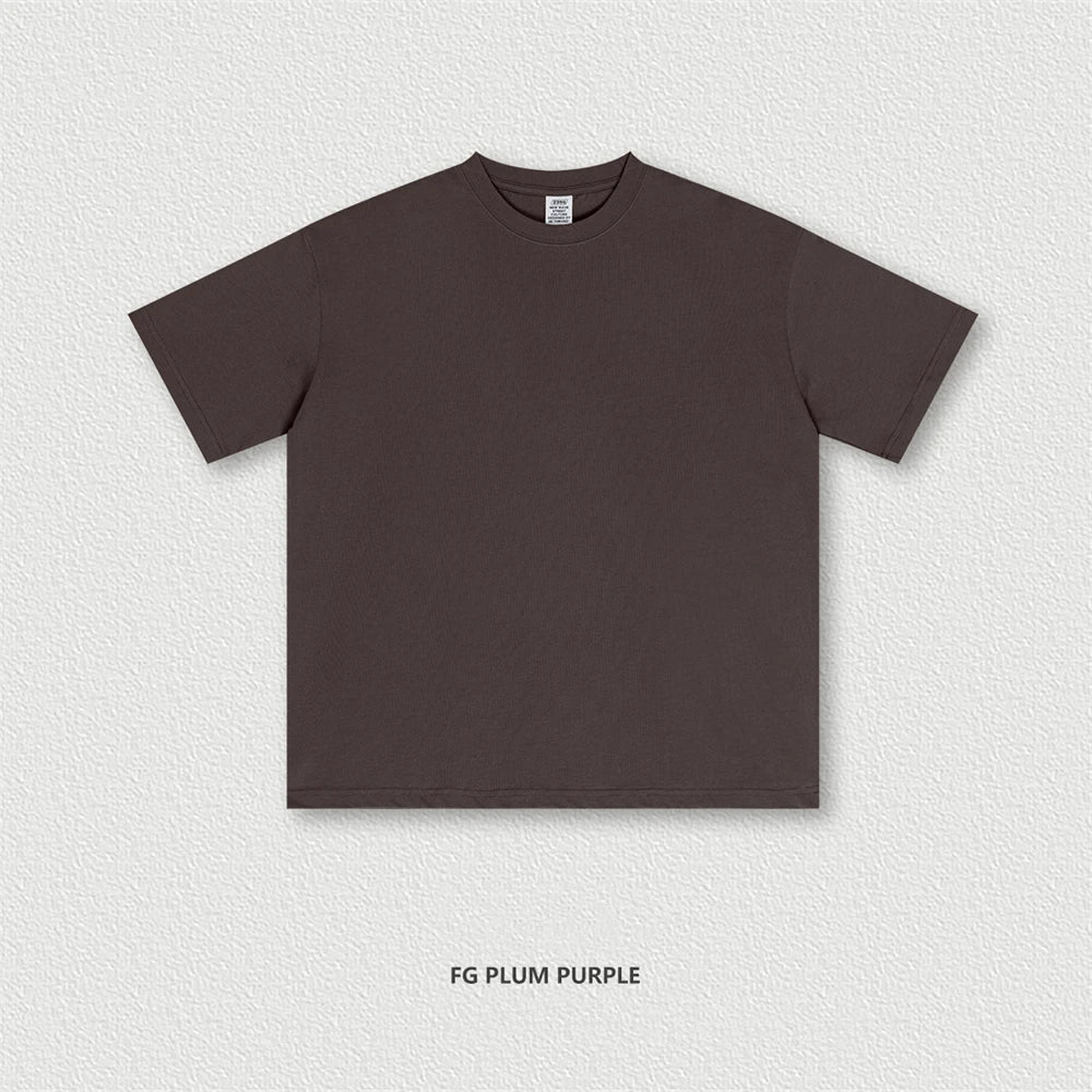 ZODF New 2025 Spring Summer 235gsm Solid Cotton T-Shirts For Men Women Unisex Loose Basic T Shirt Tees Brand Tops HY0970