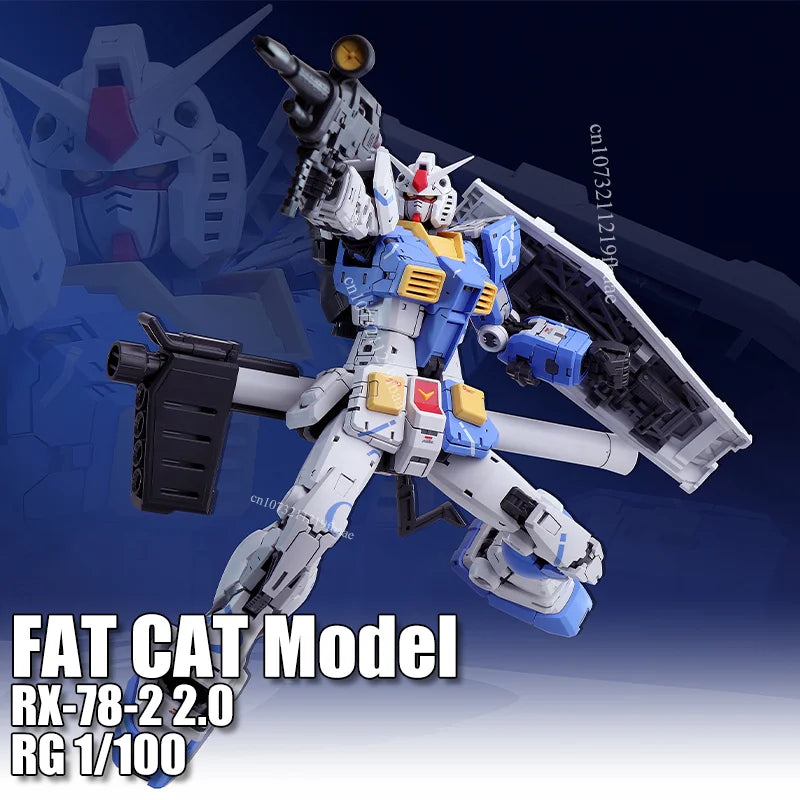 FAT CAT Model RX-78-2 2.0 RG 1/100 Kuryu Kenichi Color Assembly Model Kit Toy Asano Blue Action Figure Plastic Gifts